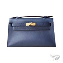 Hermes Mini Kelly 22 Pochette Bag 1z Blue Nuit swift GHW