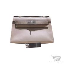 Hermes Mini Kelly 22 Pochette Bag 4z Gris Mouette Swift PHW