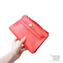 Hermes Mini Kelly 22 Pochette Bag 8v Poppy Orange swift GHW