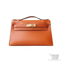 Hermes Mini Kelly 22 Pochette Bag ck35 Gold Tadelakt GHW