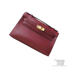 Hermes Mini Kelly 22 Pochette Bag ck55 Rouge H Swift GHW