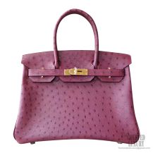 Hermes Birkin 30 Handbag ck57 Bodeaux Ostrich GHW