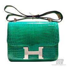 Hermes Constance 23 Bag 6q Vert Emeraude Shiny Nile Croc PHW