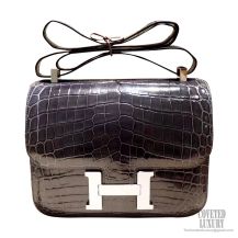 Hermes Constance 23 Bag ck88 Graphite Shiny Nile Croc PHW