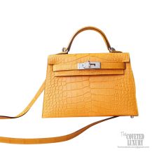 Hermes Mini Kelly II Bag 1a Mais Matte Alligator PHW