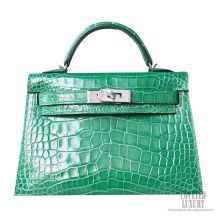 Hermes Mini Kelly II Bag 1L Cactus Shiny Alligator PHW