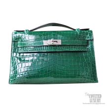 Hermes Mini Kelly II Bag 6q Vert Emeraude Shiny Nile Croc PHW