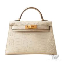 Hermes Mini Kelly II Bag 8L Beton Matte Alligator GHW