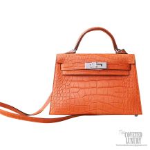 Hermes Mini Kelly II Bag 9m Sanguine Matte Alligator PHW