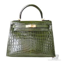 Hermes Kelly 28 Bag 6h Veronese Shiny Nile Croc GHW