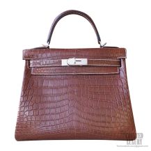 Hermes Kelly 28 Bag ck31 Miel Matte Nile Croc PHW