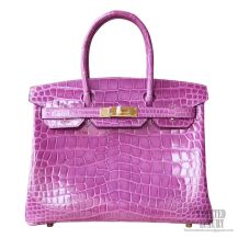 Hermes Birkin 30 Bag 5c Violet Shiny Porosus Croc GHW
