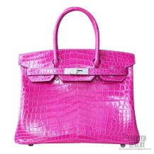 Hermes Birkin 30 Bag Rose Scheherazade Shiny Nile Croc PHW