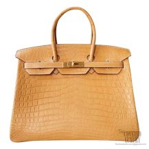 Hermes Birkin 35 Bag 1g Mais Matte Porosus Croc GHW