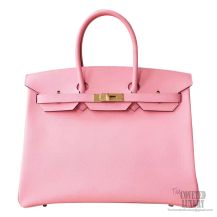 Hermes Birkin 35 Purse 1q Rose Confetti Epsom GHW