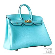 Hermes Birkin 25 Bag 3p Blue Atoll Togo GHW