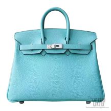 Hermes Birkin 25 Bag 3p Blue Atoll Togo PHW