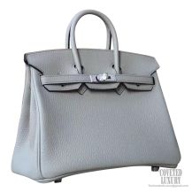 Hermes Birkin 25 Bag 4z Gris Mouette Togo PHW