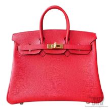 Hermes Birkin 25 Bag q5 Rouge Casaque Togo GHW