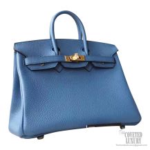 Hermes Birkin 25 Bag r2 Blue Agate Togo GHW