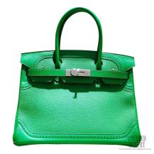 Hermes Birkin 30 Handbag Ghillies 1k Bambou Togo PHW