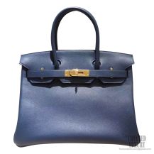 Hermes Birkin 30 Handbag Bicolored 2z Blue Nuit Swift GHW