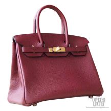 Hermes Birkin 30 Handbag ck55 Rouge H Togo GHW