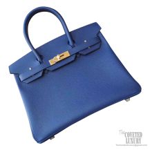 Hermes Birkin 30 Handbag ck73 Blue Saphir Epsom GHW