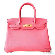 Hermes Birkin 30 Handbag u5 Rose Lipstick Togo GHW