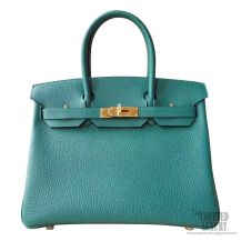 Hermes Birkin 30 Handbag z6 Malachite Togo GHW