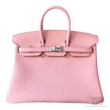 Hermes Birkin 25 Bag 3q Rose Sakura Taurillon Clemence SHW