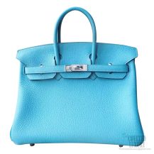 Hermes Birkin 25 Bag 3z Blue Saint Cyr Togo SHW