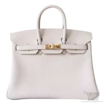 Hermes Birkin 25 Bag cc10 Craie Togo GHW