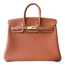 Hermes Birkin 25 Bag cc37 Gold Togo GHW