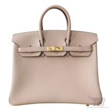 Hermes Birkin 25 Bag cc81 Gris Tourterelle Togo GHW