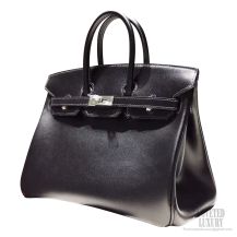 Hermes Birkin 25 Bag ck89 Noir Tadelakt SHW