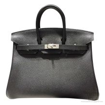 Hermes Birkin 25 Bag ck89 Noir Epsom SHW