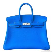 Hermes Birkin 25 Bag t7 Blue Hydra Taurillon Clemence SHW