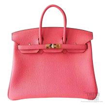 Hermes Birkin 25 Bag u5 Rose Azalee Togo GHW