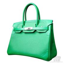 Hermes Birkin 30 Ghillies Bag 1k Bambou Calfskin Clemence SHW