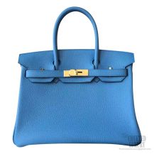 Hermes Birkin 30 Bag 2t Blue Paradise Clemence Calfskin GHW
