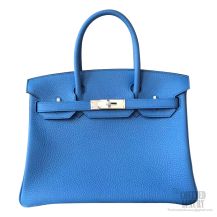 Hermes Birkin 30 Bag 2t Blue Paradise Clemence Calfskin SHW