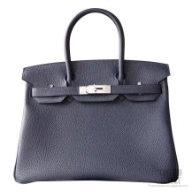 Hermes Birkin 30 Bag 2z Blue Nuit Togo Calfskin SHW