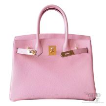 Hermes Birkin 30 Bag 3q Rose Sakura Clemence Calfskin GHW