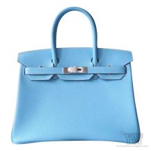 Hermes Birkin 30 Bag 7n Celest Epsom Calfskin SHW