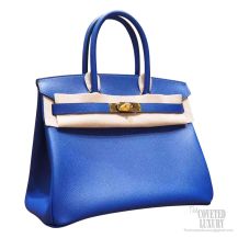 Hermes Birkin 30 Bag 7t Blue Electric Epsom Calfskin GHW