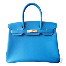 Hermes Birkin 30 Bag 7w Blue Izmir Epsom Calfskin GHW