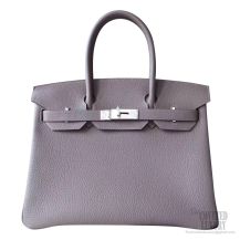 Hermes Birkin 30 Bag 8f Etain Togo Calfskin