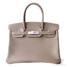 Hermes Birkin 30 Bag ck18 Etoupe Swift Calfskin SHW