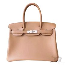 Hermes Birkin 30 Bag ck24 Tabac Camel Swift Calfskin SHW